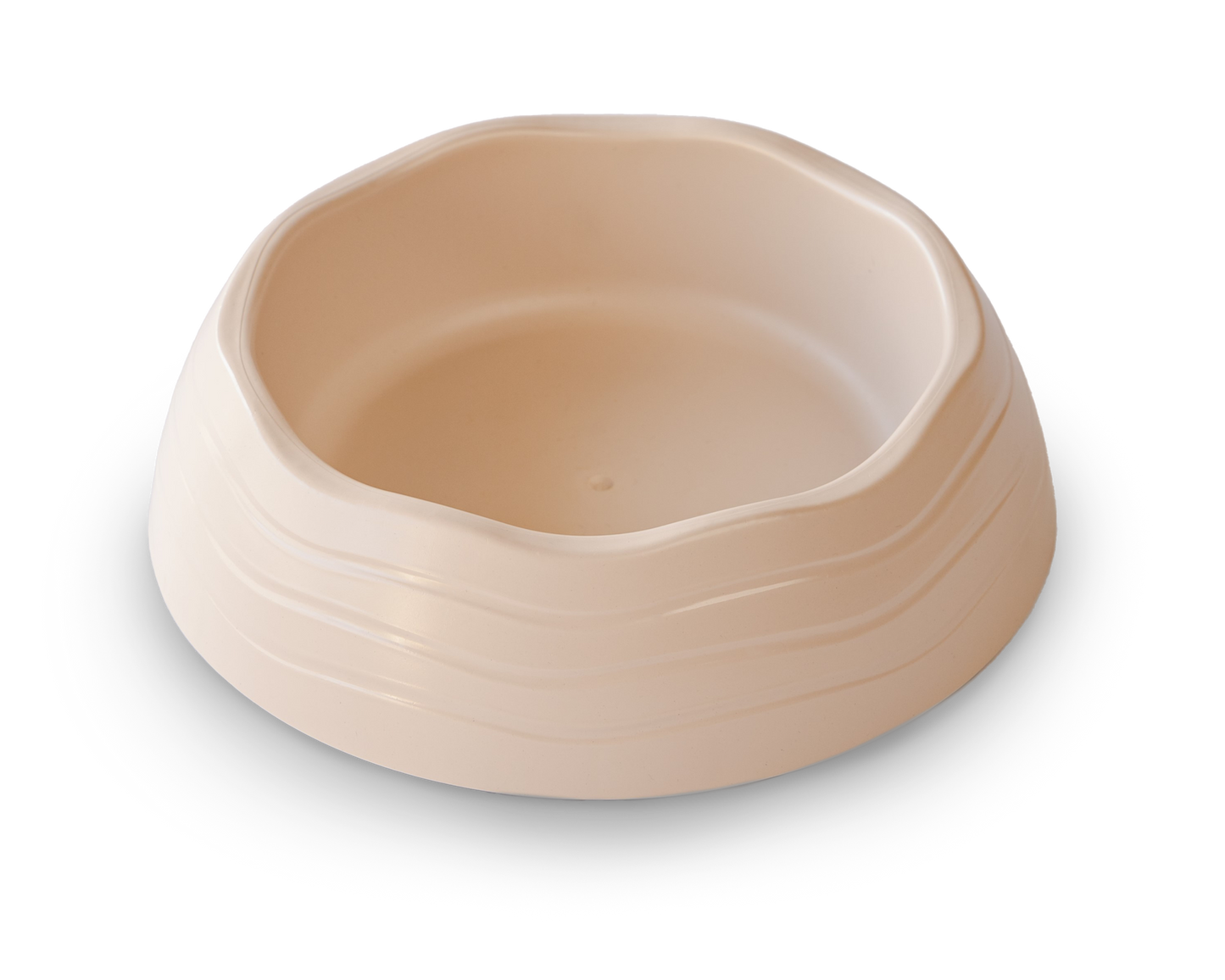 View of the Recycled Ocean Plastic Dog Bowl in off-white color showcasing minimalist style.