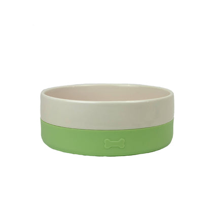 Full view of the Ceramic Bowl with Non-slip Silicone Base showcasing its sleek design and sturdy build.