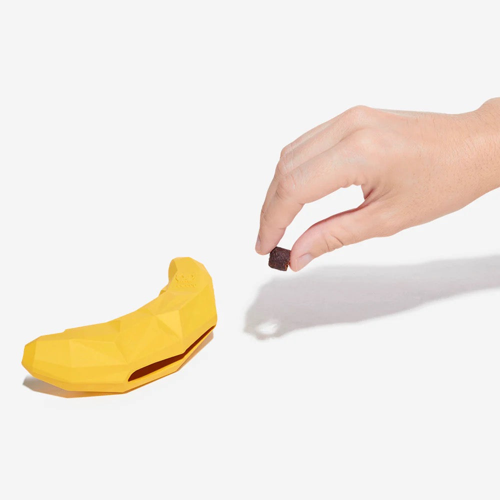 Close-up view of the Fruitz Toy Super Banana emphasizing its realistic texture and finish.