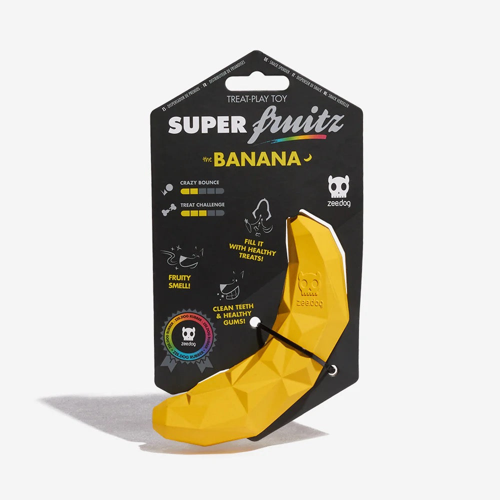 Side view of the Fruitz Toy Super Banana highlighting its smooth texture and detailed shape.

