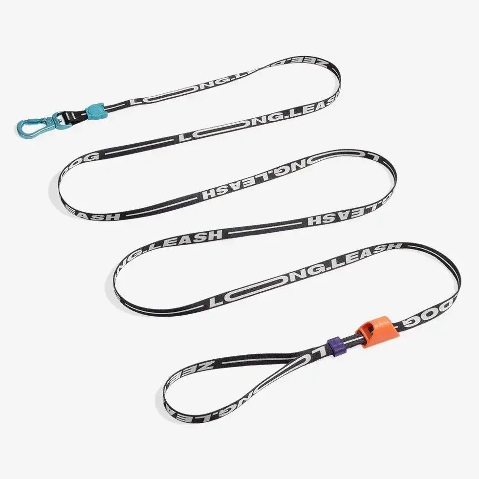 Primo Long Dog Leash with an adjustable E.Zee Slider, allowing length customization from 5.75ft to 10ft for training, walking, and outdoor adventures.