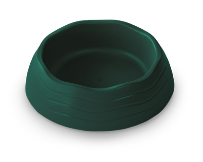 View of the Recycled Ocean Plastic Dog Bowl in green color highlighting its eco-friendly material.